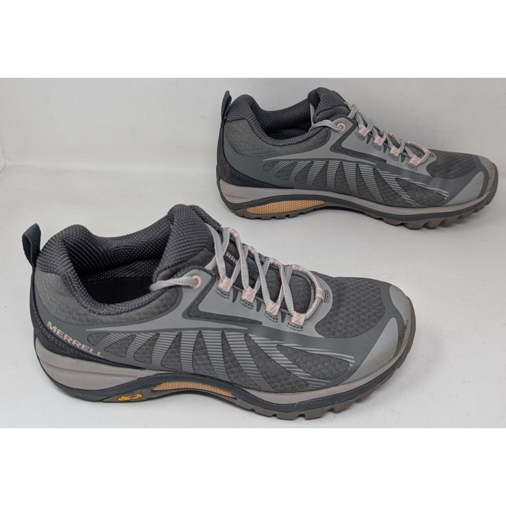Merrell Trail Running Shoes Women's Size 7.5 Gray Black Vibram Lace Up‎ J500146
